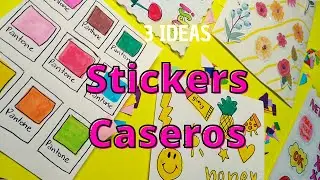 Stickers Caseros😍/3 IDEAS/Fáciles y Económicos!!!SuperArte💜