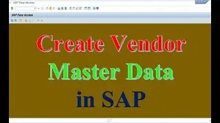 HOW TO CREATE VENDOR MASTER DATA IN SAP