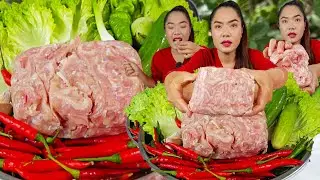 แหนมหนังหมู (จิ้นส้มหมู) เนื้อหมูงามมาก สดใหม่จริง มาชิมสูตรล้านนา ด้วยกันคะ #mukbang #eating
