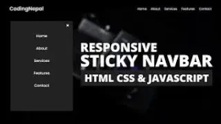 Responsive Sticky Navigation Bar using HTML CSS & JavaScript