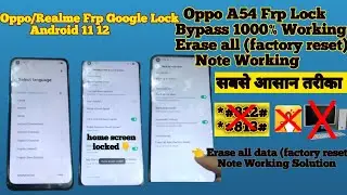 Oppo/Realme FRP Lock Bypass | Reset Option Not Working | oppo a54 frp bypass reset not working