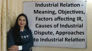 Industrial Relation - Meaning, Objectives, Factors affecting IR, Causes of Industrial Dispute
