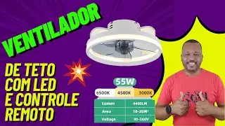 Ventilador de Teto Inteligente + Luminária LED + Controle Bluetooth!