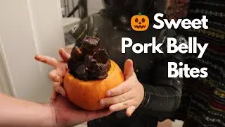 🎃 Halloween Sweet Pork Belly Bites in a Pumpkin! 🍬