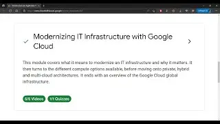 Modernizing IT Infrastructure with Google Cloud Module 1 - Quiz Answers 