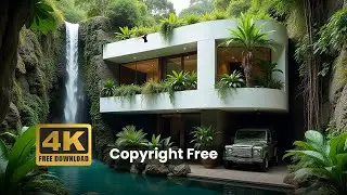 Tropical Waterfall House Live Wallpaper | Relaxing Nature Sound Animation