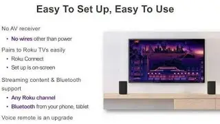 set up tv sound system with roku wireless speaker with remote voice recognize better audio quality