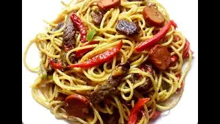 Beef stir fry spaghetti with Vegetables Tasty