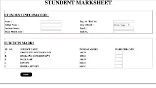 Simple PHP HTML Mark sheet code for PHP Beginners Hindi Urdu