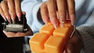 ASMR Textured Wax scratching, mini screen tapping + more