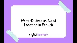 Write 10 Lines on Blood Donation in English