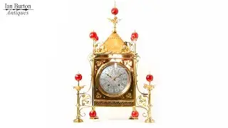 Antique Gothic Revival Gilt Brass Scottish Mantel Clock Circa 1870 By Bruce J. Talbert