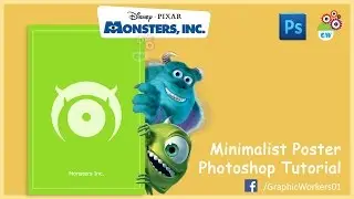 Minimalist Poster Photoshop Tutorial | Monsters Inc | Disney's Pixar | Graphic Designing