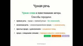Чужая речь (9 класс, видеоурок-презентация)