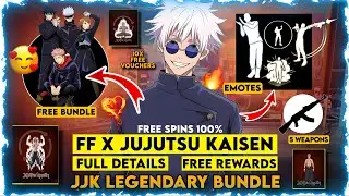 FREE FIRE JUJUTSU KAISEN COLLABORATION FULL DETAILS | JJK BUNDLES | EMOTES | FREE REWARDS