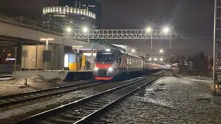 Электропоезд ЭП2Д-0100 станция Кунцево-1 до станции Бородино. 25.01.2023.