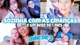 Primeira vez sozinha com o bebê e as crianças | Mãe de 3