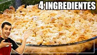 El PASTEL más RICO y FÁCIL de MANZANA: 4 Ingredientes, Sin Huevos, Crumble de manzana rápido😍🍏