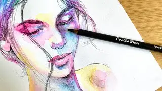Acrylic Portrait Painting / Paint and Pencil Technique
