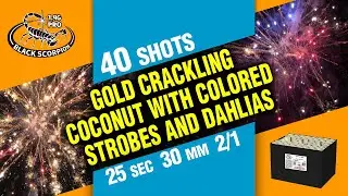CLA14017 - GOLD CRACKLING COCONUT WITH COLORED STROBES AND DAHLIAS - BLACK SCORPION 1.4G PRO