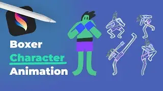 Character animation. Create a boxer who does a kick [Procreate Dreams]