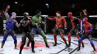 Самый НЕВЕРОЯТНЫЙ ТОП НОКАУТОВ ГЕРОЕВ МАРВЕЛ в UFC 3 /Веном Дедпул Халк Танос Человек-Паук