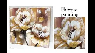 How to draw easy flowers painting / Demonstration /Acrylic Technique on canvas by Julia Kotenko