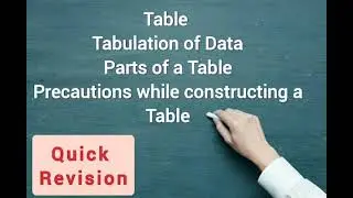 Table/ tabulation of data/ parts of a table/ precautions while constructing a table/ BBA/ MBA