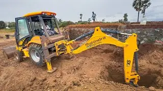 Mahindra Backhoe Loader Machine Dig Septic Tank and Mud Shifting to Fill New Home Foundation | JCB