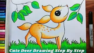 How to draw Cute Deer -  Cute Deer Drawing 