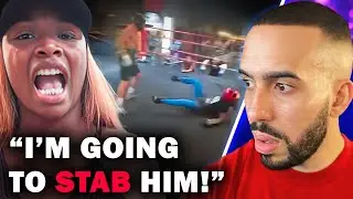 Claressa Shields gets DROPPED then pulls KNIFE on Male Boxer