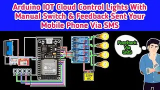 Feedback via SMS arduino iot cloud and esp32 based home automation with Manual Switch || SIM800L