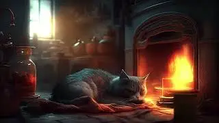 Sleep in 2 minutes with Cat Purring and Fireplace Crackling sound, Fall Asleep and De-Stress