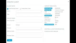 Commissions: Add Clients &/or Policies from commission statement imports