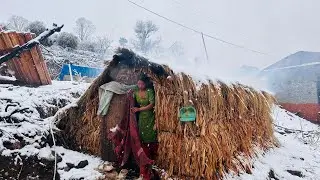 Best Life in The Nepali Mountain Village During the Snow | How People Live in Nepal With Snow Time |