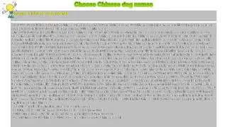 How to : Choose Chinese dog names