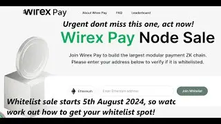 Wirex Node (Whitelist Sale starts soon) Watch before 5th August 2024