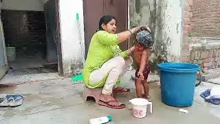 Indian baby bath|| indian style ||bathing at home