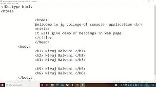 How to Add H1 To H6 Headings in Html Webpage