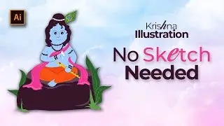 Krishna Vector Illustration Without Sketch & Reference | Adobe Illustrator Tutorial | Graphinir