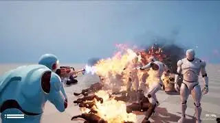 Flamethrower, burning bodies - Unreal Engine 5