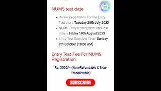 NUMS admission 2023 | NUMS registration 2023