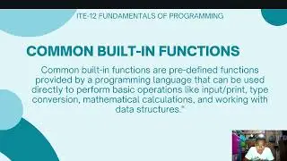 STRING METHODS, COMMON BUILT IN FUNCTIONS, AND BASIC MODULE/CLASSES