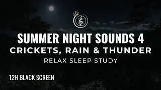 12 Hours of Calming Summer Night Sounds |4| Crickets, Rain & Thunder for Sleep & Relaxation