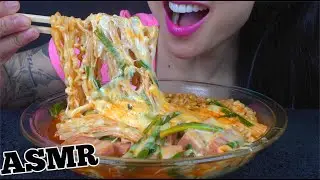ASMR CHEESY SPICY NOODLES + ENOKI MUSHROOMS + SPAM (COOKING EATING SOUNDS) NO TALKING | SAS-ASMR