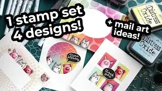 1 Stamp Set, 4 Designs - Masking, Ink Blending, and Watercolor Markers