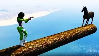PART # 2 Water Ragdolls SHE HULK VS HORSE GTA 5 Superhero Battle, Euphoria