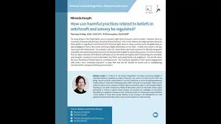 Miranda Forsyth How can harmful practices related to beliefs in witchcraft and sorcery be regulated?