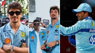 Charlers Leclerc and Carlos Sainz in Ferrari Blue at the 
