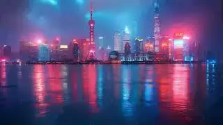Cyberpunk Shanghai Cityscape - Synthwave Retrowave Mix